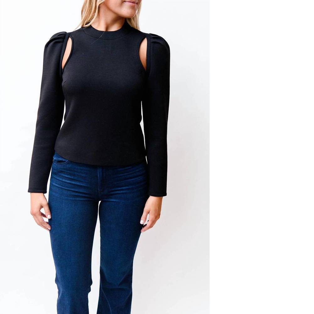 dh NEW YORK Black Cutout Shoulder Top